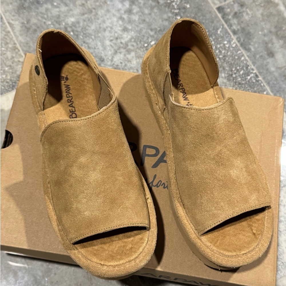 BearPaw Women's Tan Suede Wedges - Picture 8 of 8